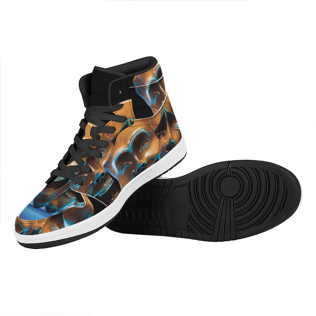 The Sock And Buskin Theatre Masks Print High Top Leather Sneakers