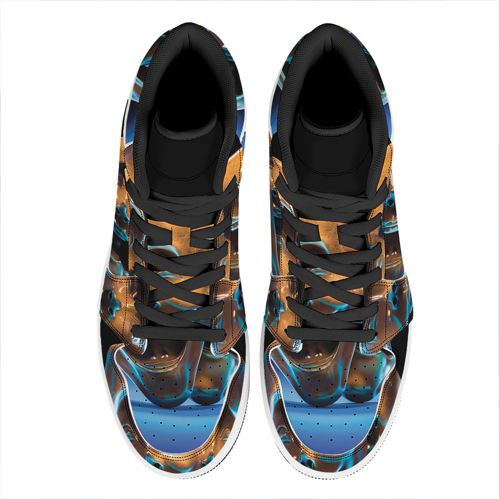 The Sock And Buskin Theatre Masks Print High Top Leather Sneakers