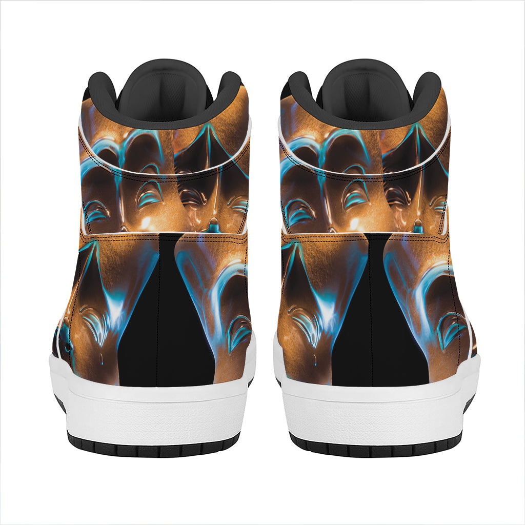 The Sock And Buskin Theatre Masks Print High Top Leather Sneakers