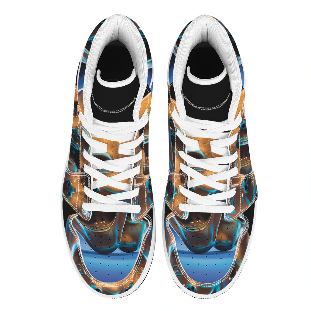 The Sock And Buskin Theatre Masks Print High Top Leather Sneakers