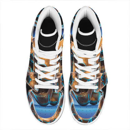 The Sock And Buskin Theatre Masks Print High Top Leather Sneakers
