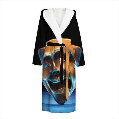 The Sock And Buskin Theatre Masks Print Hooded Bathrobe