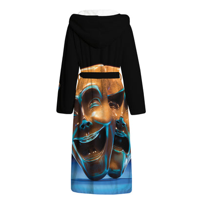 The Sock And Buskin Theatre Masks Print Hooded Bathrobe