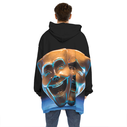 The Sock And Buskin Theatre Masks Print Hoodie Blanket