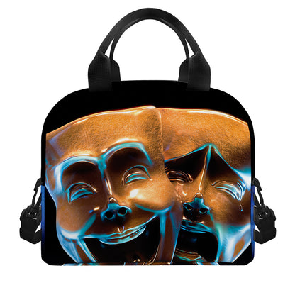 The Sock And Buskin Theatre Masks Print Insulated Lunch Bag