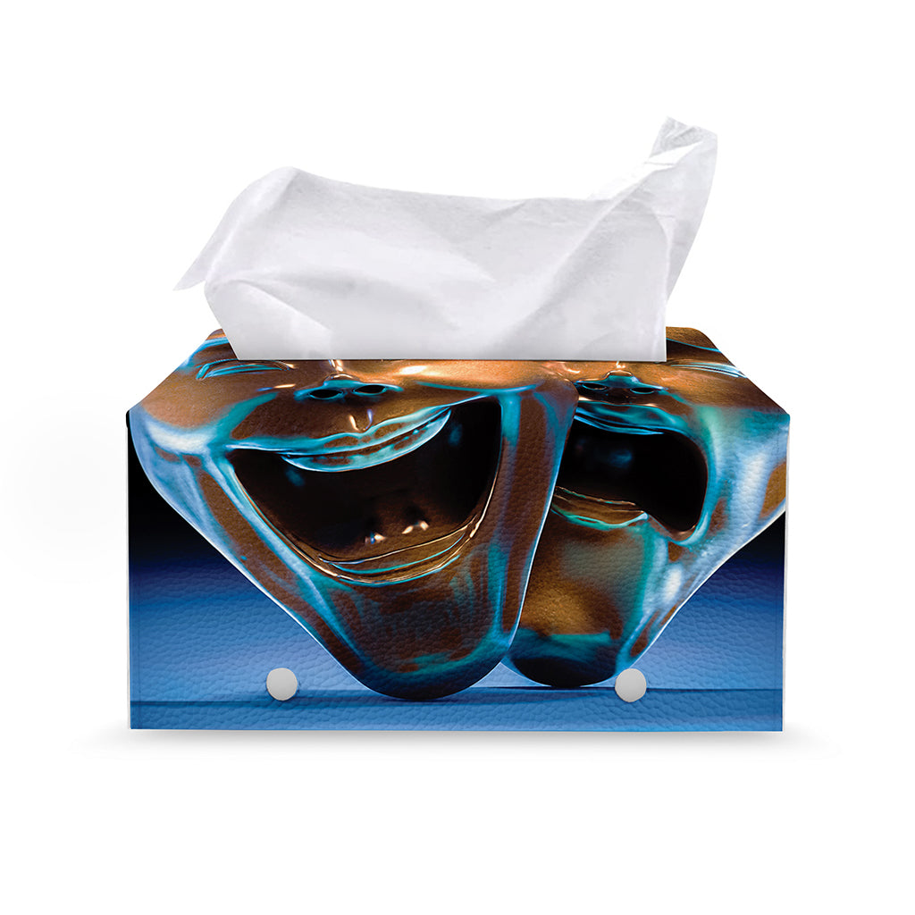 The Sock And Buskin Theatre Masks Print Leather Tissue Box Cover