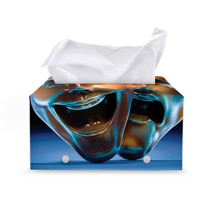 The Sock And Buskin Theatre Masks Print Leather Tissue Box Cover