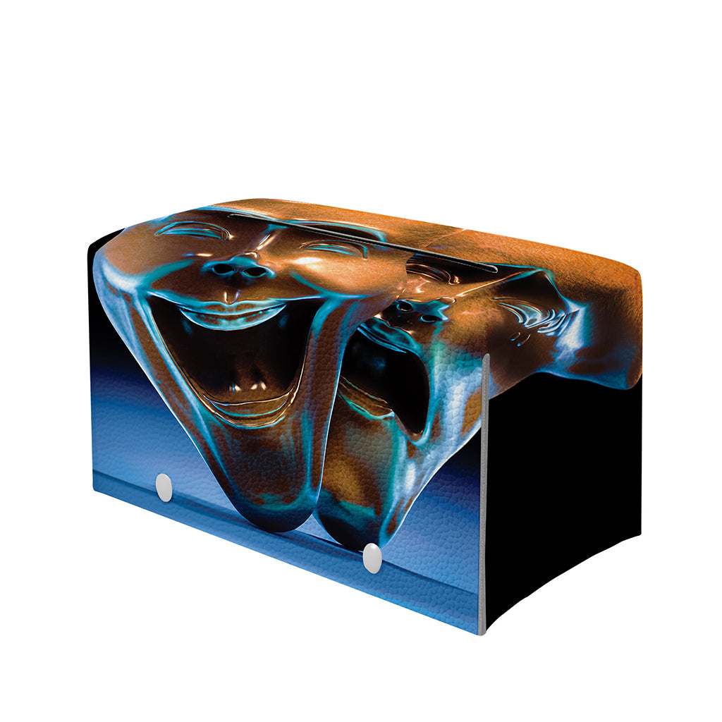 The Sock And Buskin Theatre Masks Print Leather Tissue Box Cover
