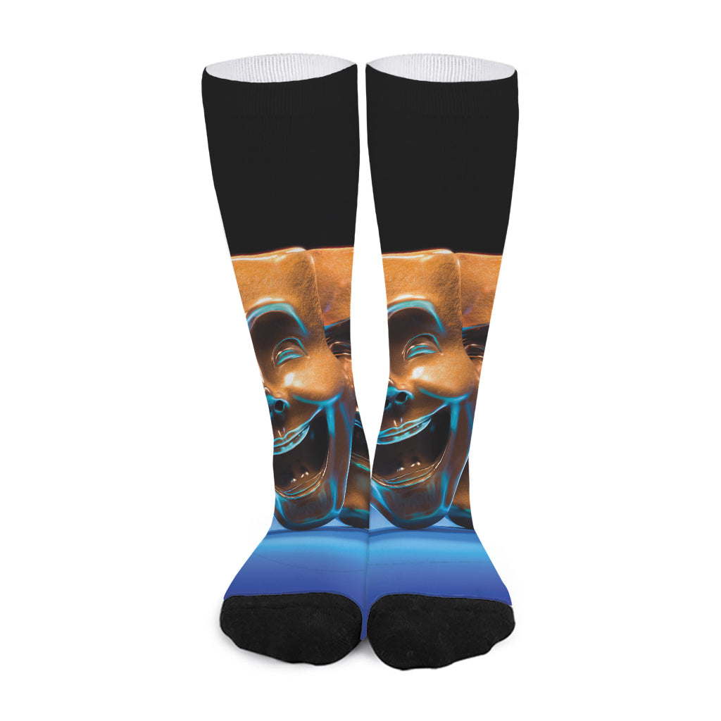 The Sock And Buskin Theatre Masks Print Long Socks