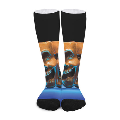 The Sock And Buskin Theatre Masks Print Long Socks