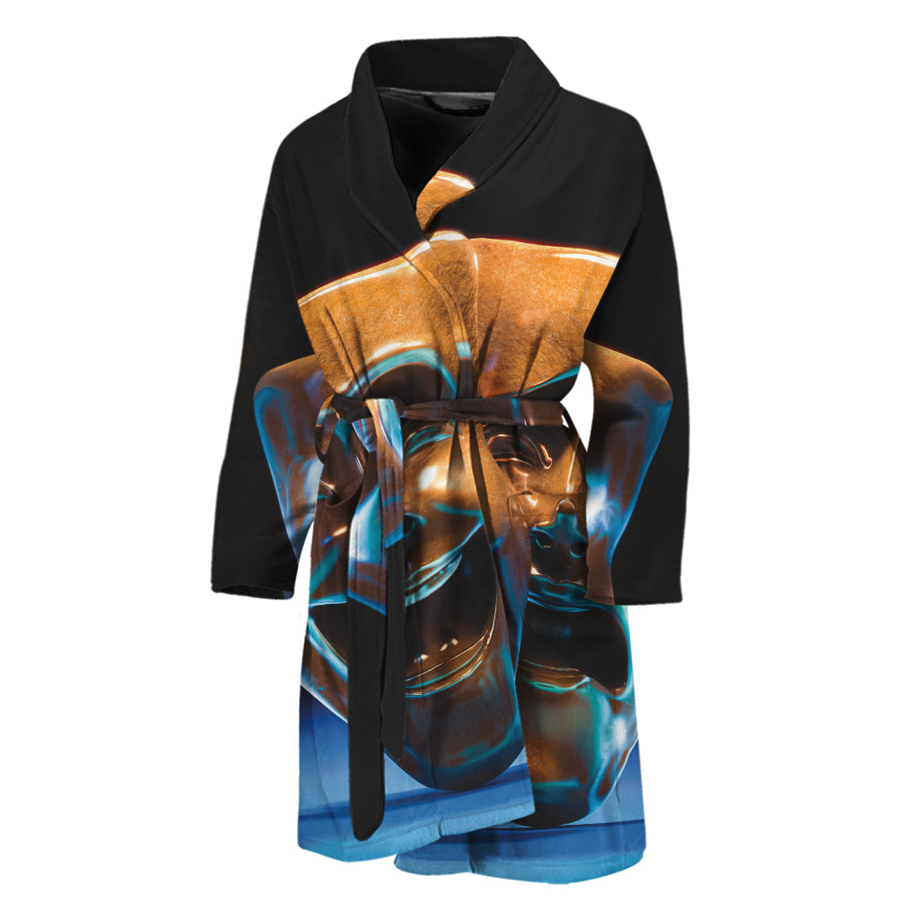 The Sock And Buskin Theatre Masks Print Men's Bathrobe