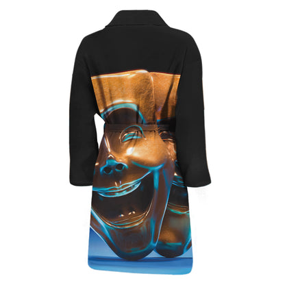 The Sock And Buskin Theatre Masks Print Men's Bathrobe