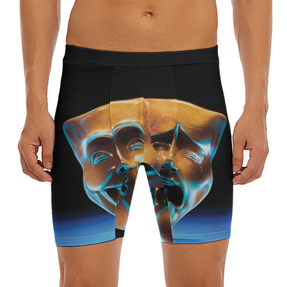The Sock And Buskin Theatre Masks Print Men's Long Boxer Briefs