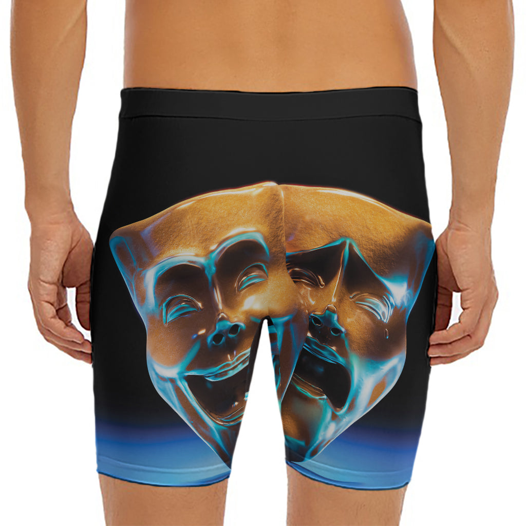The Sock And Buskin Theatre Masks Print Men's Long Boxer Briefs
