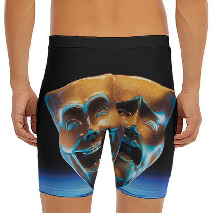 The Sock And Buskin Theatre Masks Print Men's Long Boxer Briefs