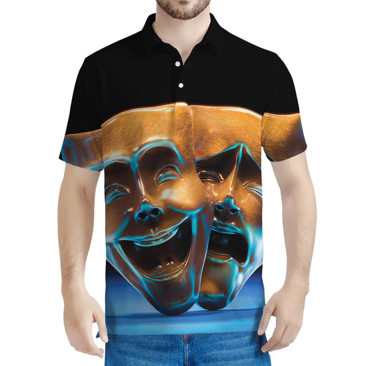 The Sock And Buskin Theatre Masks Print Men's Polo Shirt
