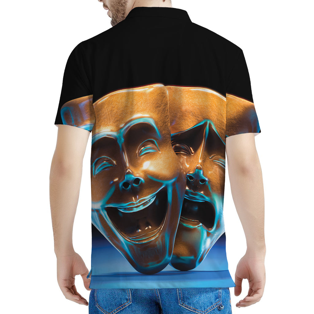 The Sock And Buskin Theatre Masks Print Men's Polo Shirt