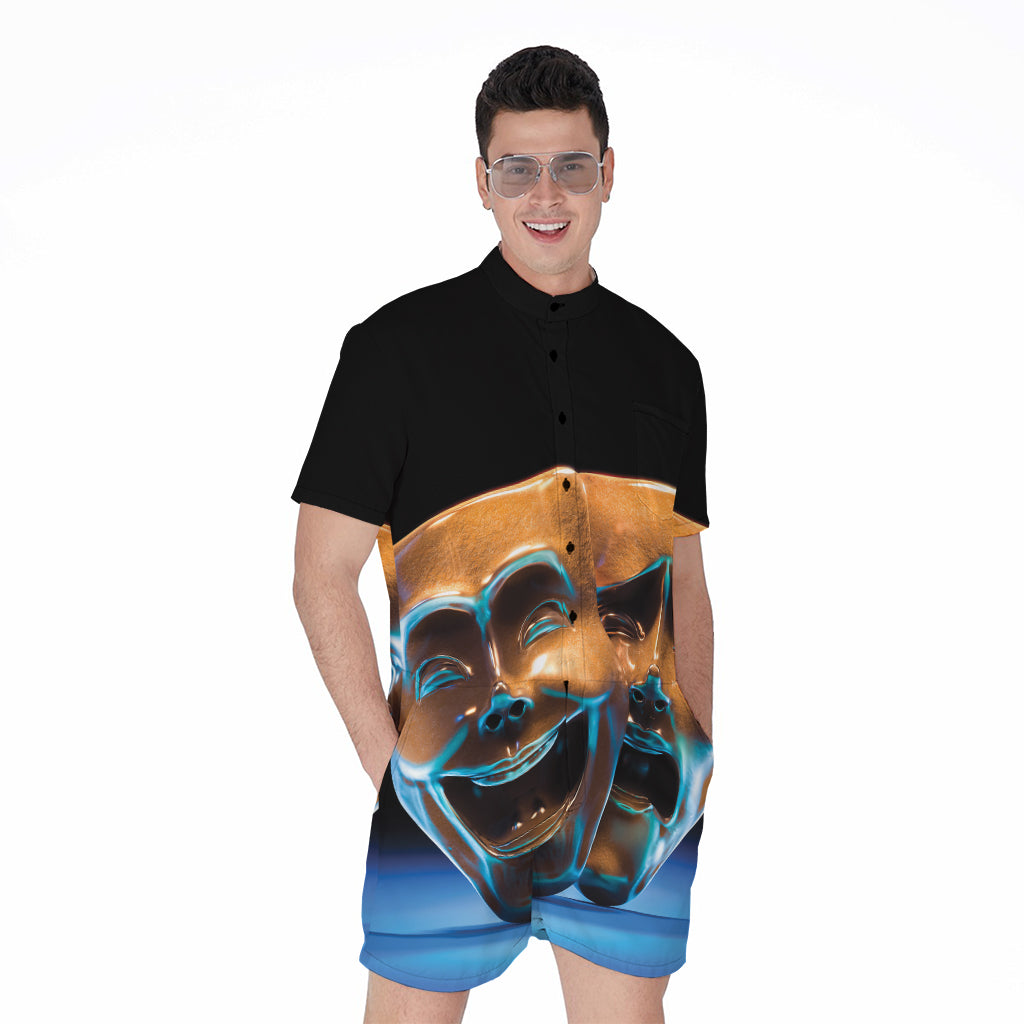 The Sock And Buskin Theatre Masks Print Men's Rompers