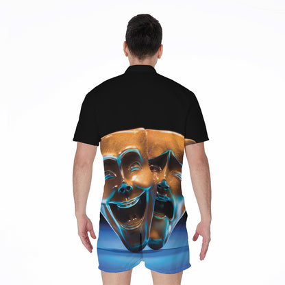The Sock And Buskin Theatre Masks Print Men's Rompers