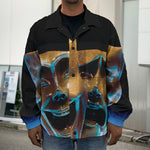 The Sock And Buskin Theatre Masks Print Men's Shirt Jacket