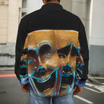 The Sock And Buskin Theatre Masks Print Men's Shirt Jacket