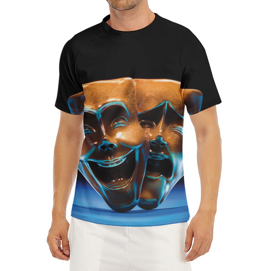 The Sock And Buskin Theatre Masks Print Men's Short Sleeve Rash Guard
