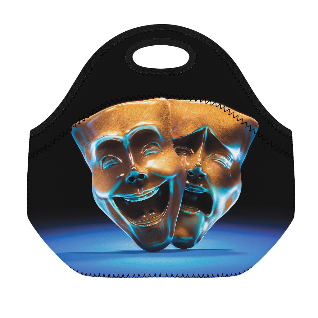The Sock And Buskin Theatre Masks Print Neoprene Lunch Bag