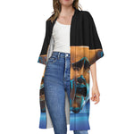 The Sock And Buskin Theatre Masks Print Open Front Beach Cover Up