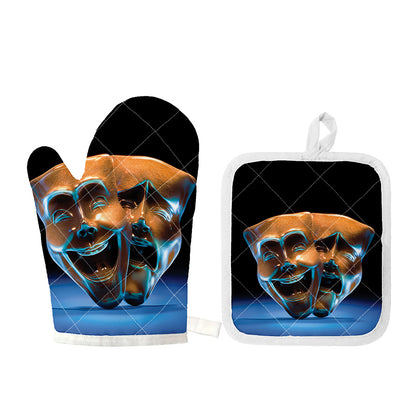 The Sock And Buskin Theatre Masks Print Oven Mitt And Pot Holder Set
