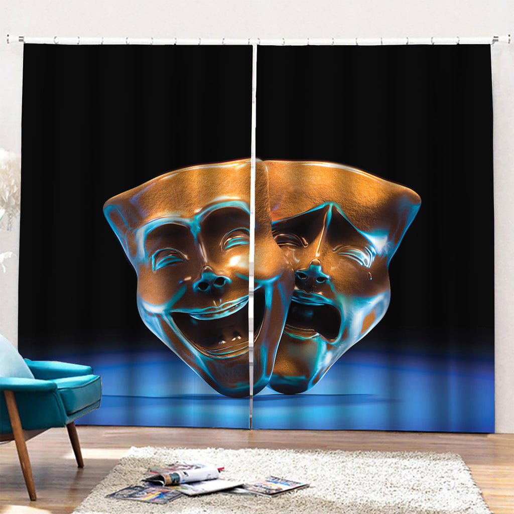 The Sock And Buskin Theatre Masks Print Pencil Pleat Curtains