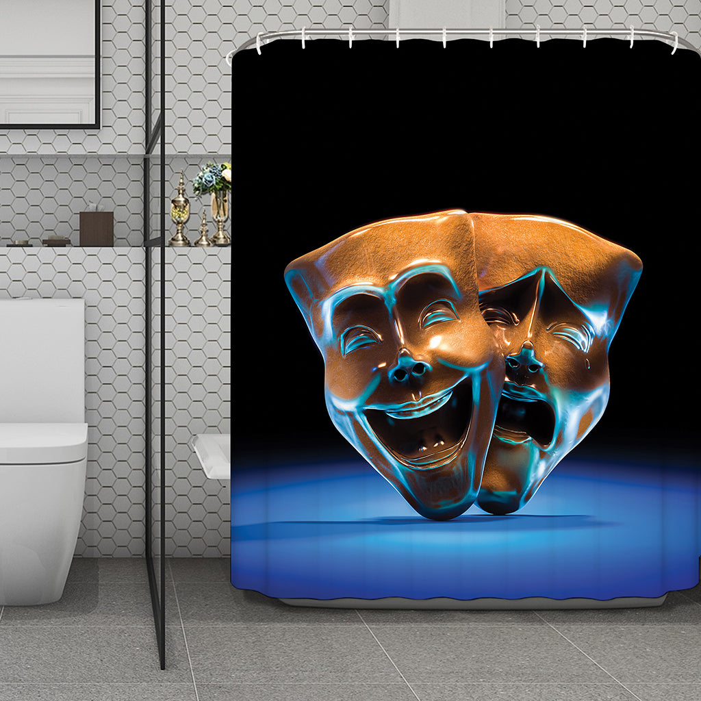 The Sock And Buskin Theatre Masks Print Polyester Shower Curtain