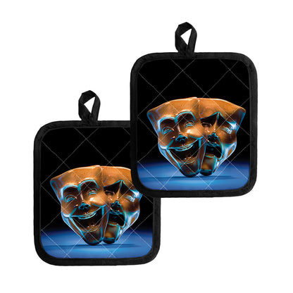 The Sock And Buskin Theatre Masks Print Pot Holders