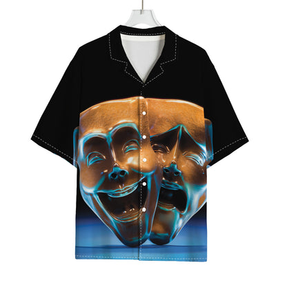 The Sock And Buskin Theatre Masks Print Rayon Hawaiian Shirt