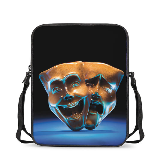 The Sock And Buskin Theatre Masks Print Rectangular Crossbody Bag