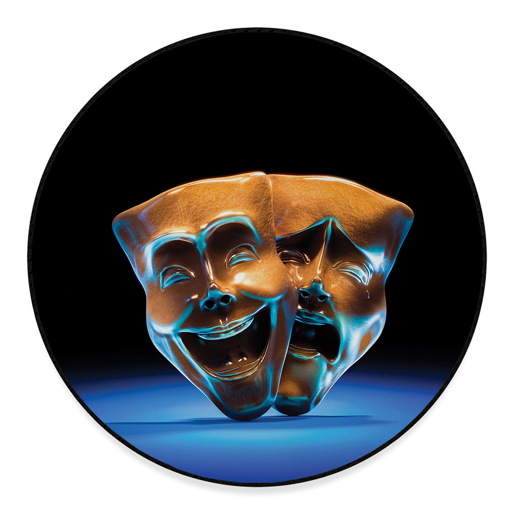 The Sock And Buskin Theatre Masks Print Round Floor Mat