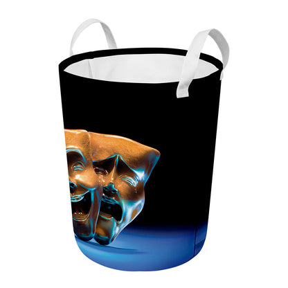 The Sock And Buskin Theatre Masks Print Round Laundry Basket