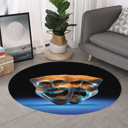 The Sock And Buskin Theatre Masks Print Round Rug