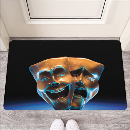 The Sock And Buskin Theatre Masks Print Rubber Doormat