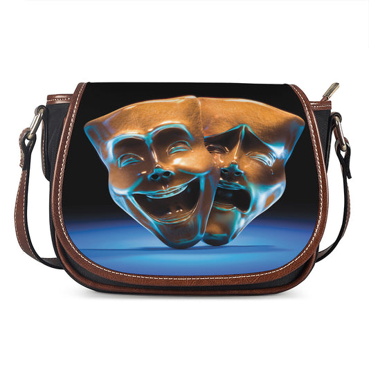 The Sock And Buskin Theatre Masks Print Saddle Bag