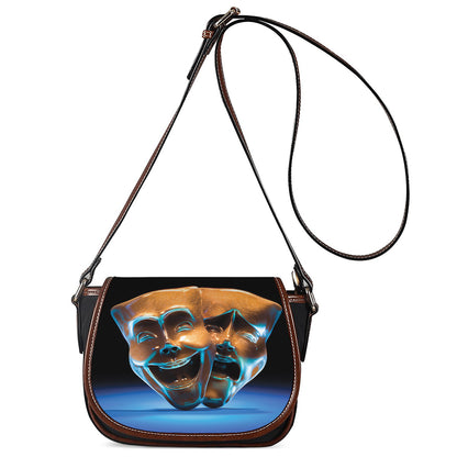 The Sock And Buskin Theatre Masks Print Saddle Bag