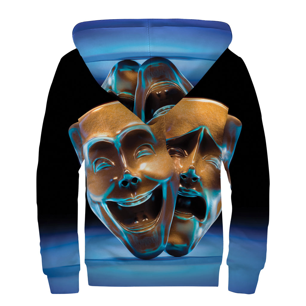 The Sock And Buskin Theatre Masks Print Sherpa Lined Zip Up Hoodie