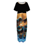 The Sock And Buskin Theatre Masks Print Short Sleeve Long Nightdress