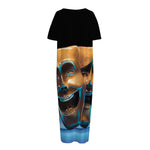 The Sock And Buskin Theatre Masks Print Short Sleeve Long Nightdress