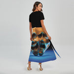 The Sock And Buskin Theatre Masks Print Short Sleeve Maxi Dress