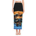 The Sock And Buskin Theatre Masks Print Side Slit Maxi Skirt