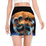 The Sock And Buskin Theatre Masks Print Side Slit Mini Skirt