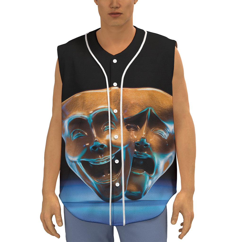 The Sock And Buskin Theatre Masks Print Sleeveless Baseball Jersey
