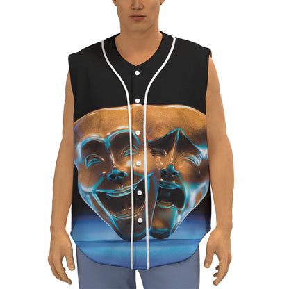 The Sock And Buskin Theatre Masks Print Sleeveless Baseball Jersey