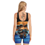 The Sock And Buskin Theatre Masks Print Sleeveless One Piece Swimsuit