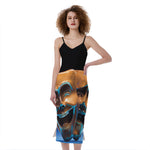 The Sock And Buskin Theatre Masks Print Slim Fit Midi Cami Dress